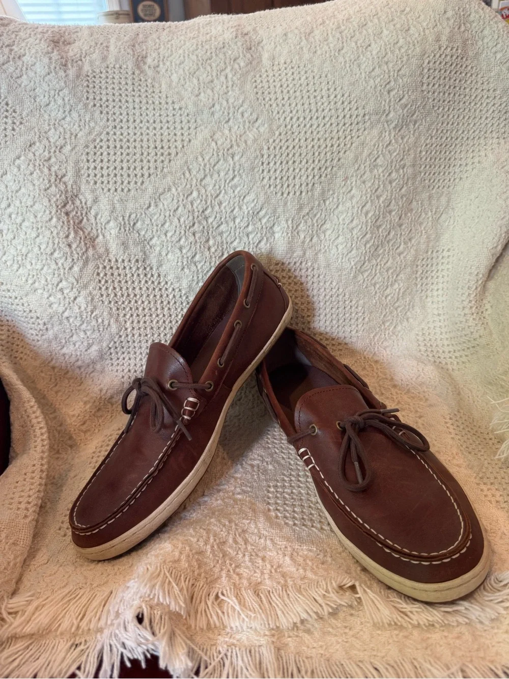 Cole Haan Men's Chestnut Brown Leather Boat Loafers